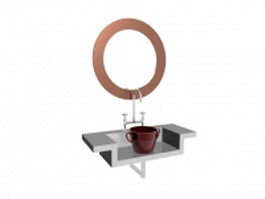 Simple bath vanity with mirror 3d model preview