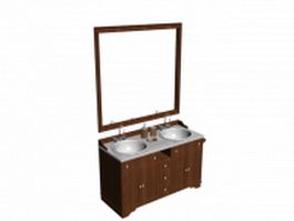 Double sink bath vanity 3d model preview