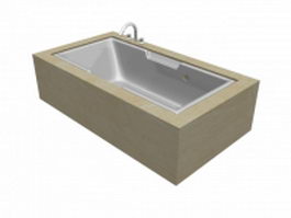 Marble built in bathtub 3d model preview