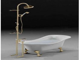 Bathtub with shower 3d model preview