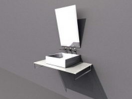 Wall mount basin sink and mirror 3d model preview