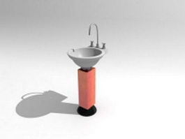 Pedestal basin sink 3d model preview