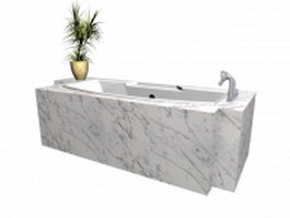 Granite drop in bathtub 3d model preview