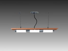 Wood linear pendant light 3d model preview
