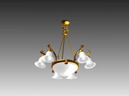 Brass simple chandelier 3d model preview