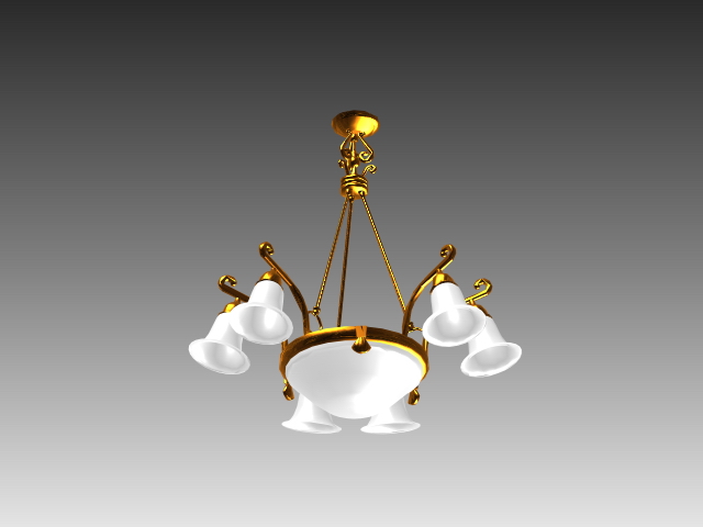Brass simple chandelier 3d rendering