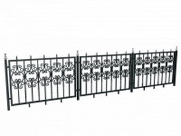 Antique wrought iron railing fence 3d model preview