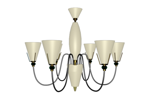 Simple glass chandelier light 3d rendering
