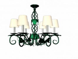 Green vine chandelier with shade 3d model preview