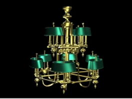 Industrial chandelier light 3d model preview
