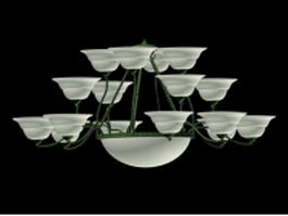 17 light bowl chandelier 3d model preview