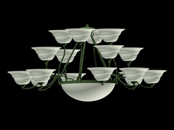17 light bowl chandelier 3d rendering