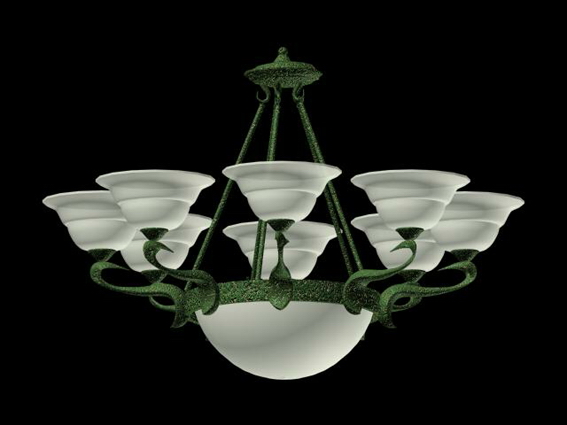 Rustic bowl chandelier 3d rendering