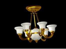 Brass chandelier with shades 3d model preview