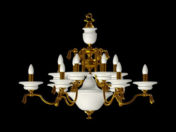 Classic candle chandelier 3d rendering