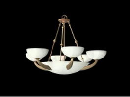 Bronze bowl chandelier light 3d model preview