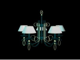French country chandelier with shade 3d model preview