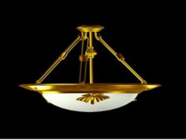 Glass bowl golden light fixture 3d model preview