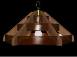 Wood pendant light fixture 3d model preview