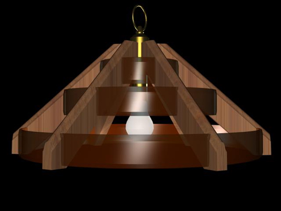 Wood pendant light fixture 3d rendering