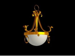 Alabaster bowl golden chandelier 3d model preview