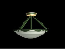 Rustic bowl pendant lighting 3d model preview