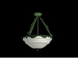 Retro inverted bowl pendant light 3d model preview