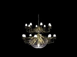 Modern golden chandelier lighting 3d model preview