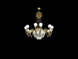 Brass crystal chandelier 3d model preview