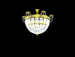 Modern brass crystal chandelier lighting 3d model preview