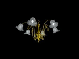 Brass chandelier pendant light 3d model preview