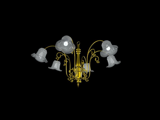 Brass chandelier pendant light 3d rendering