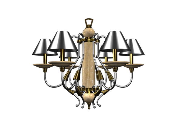 Metal pendant chandelier 3d rendering