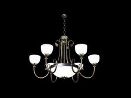 Bronze chandelier lighting with shade 3d model preview