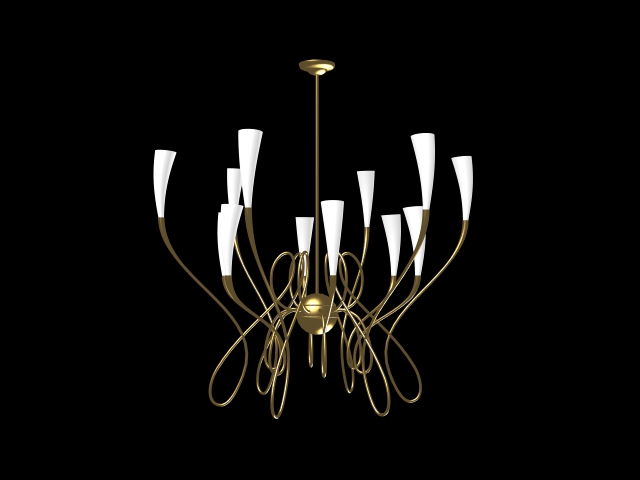 Brass chandelier makeover 3d rendering