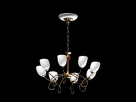 8 light rustic bronze chandelier 3d model preview