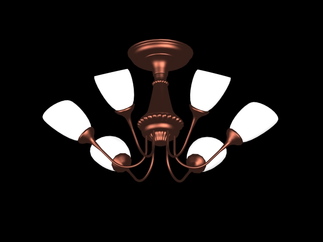Copper chandelier lighting 3d rendering
