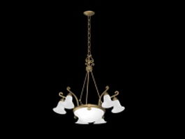 6 light bronze chandelier 3d model preview