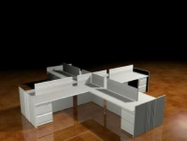 Modular office desk and cubicle 3d preview