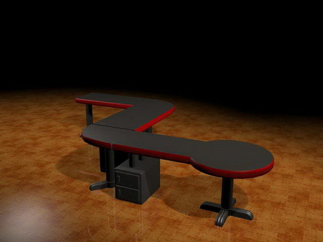 Z shaped workstation table 3d rendering
