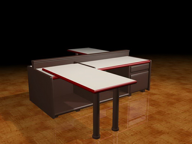 Z shaped office workstation 3d rendering