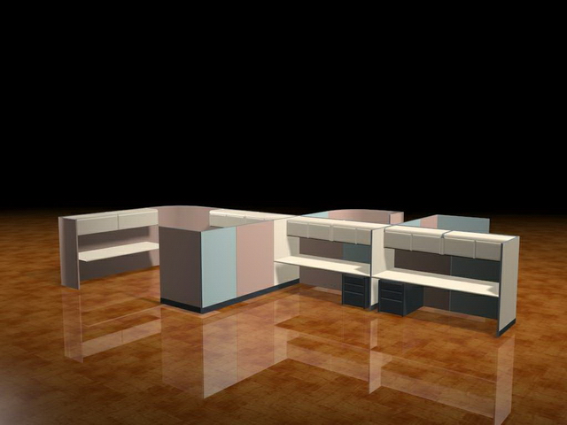 Modern cubicle workstation 3d rendering