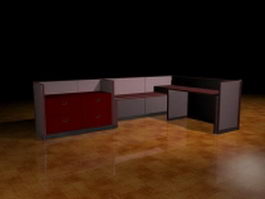 L shaped cubicle desk 3d preview