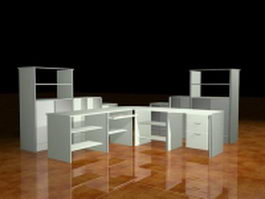 White office desk collection 3d preview