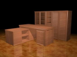 Executive office desk and storage cabinet 3d model preview