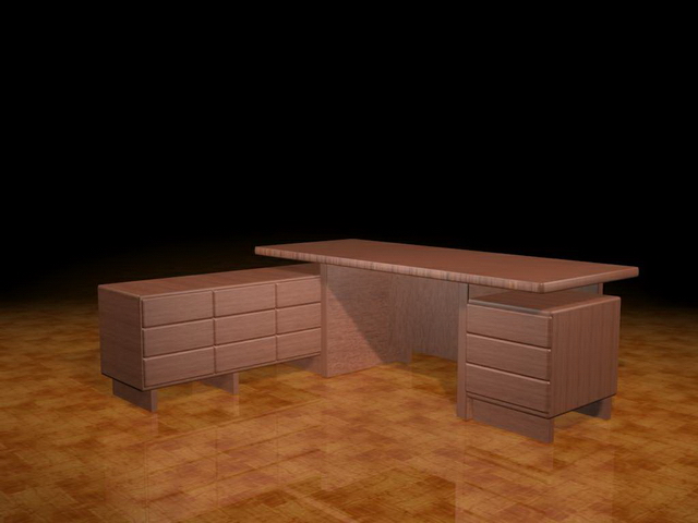 L shaped executive desk 3d rendering