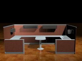 Two person cubicle partition 3d model preview