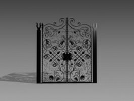Antique wrought iron gate 3d model preview