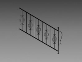 Ornamental iron handrails 3d model preview