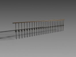 Brass handrail for staircase 3d model preview